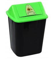 Waste Separation Bin ITALPLAST 32L With Swinging Lid Organics -Black/Green