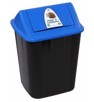 Waste Separation Bin ITALPLAST 32l With Swinging Lid Paper and Cardboard -Black/Blue