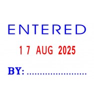 Stamp self inking entered/date blue