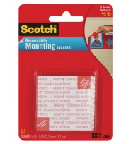 Tape mounting squares scotch 108-sml removeable pk64