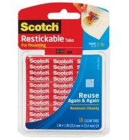Tape mounting scotch 25.4x25mm r100 reusable tabs clear