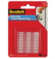 Tape mounting squares scotch 859-med clear removable pk16