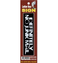Sign definitely no junk mail letter box black