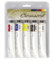 Paint chromacryl 75ml asst pk5