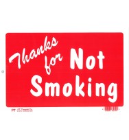 Sign p-t plastic thanks f0r not smoking 812r-2