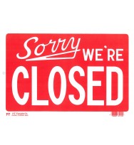 Sign p-t plastic sorry we're closed 812r-14