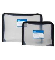 Document wallet bantex a5 zipper & gusset jet black pp eco