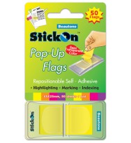 Stick on flags b/tone pop-up 45x25 lemon 50 sht pad