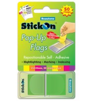Stick on flags b/tone pop-up 45x25 lime 50 sht pad