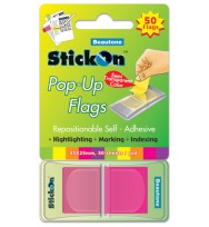 Stick on flags b/tone pop-up 45x25 magenta 50 sht pad