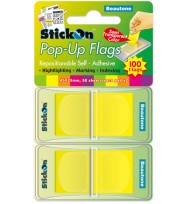 Stick on flags b/tone pop-up 45x25 lemon twin pack 100's