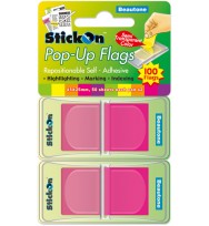 Stick on flags b/tone pop-up 45x25 magenta twin pack 100's