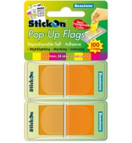 Stick on flags b/tone pop-up 45x25 orange twin pack 100's
