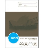 Exercise book tudor 64pg 10mm s/ruled (p) d/grey - pack of 20