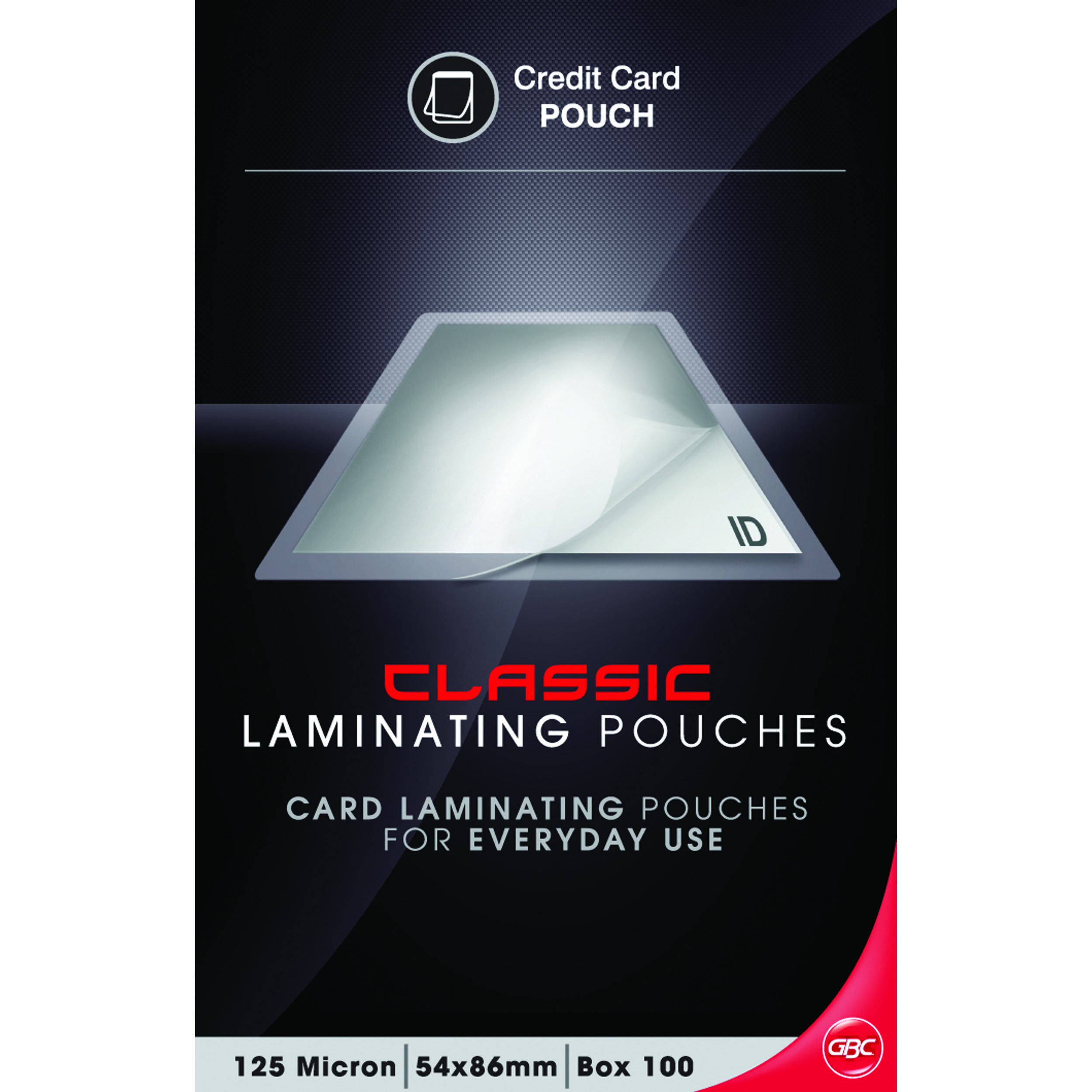 Laminating card pouches gbc 54x86 125 micron pk100