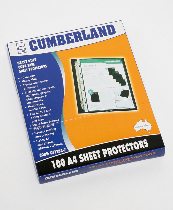 Sheet protectors c/land a4 copy safe h/ duty bx100