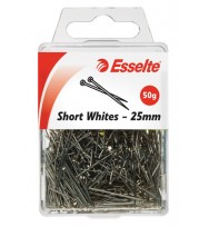 Pins short white esselte 25mm 50gm