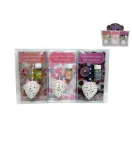 Gift 17cm ceramic heart oil diffuser 3 asst in counter unit 18