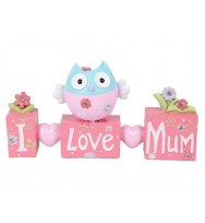 Gift ornament m/day 2014 17cm i love mum flower owl