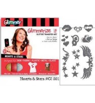 Glitter transfer art glimmer hearts & stars kit