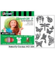 Glitter transfer art glimmer butterfly garden kit