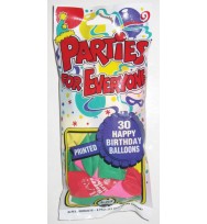 Balloons alpen 25cm happy b'day asst 30's