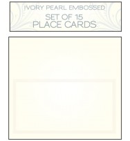 Place card set ivory pearl embossed