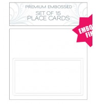 Place card set white embossed