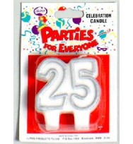 Candles alpen numerals no.25 white/silver