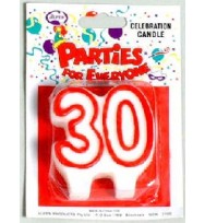 Candles alpen numerals no.30 white/red