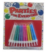 Candles alpen b/day pastel w/holder 24's