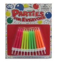 Candles alpen b/day neon w/holders 24's