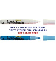 Marker liquid chalk texta 8g bullet white bonus buy 12 get 2 blue free