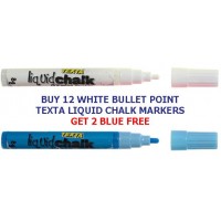 Marker liquid chalk texta 8g bullet white bonus buy 12 get 2 blue free