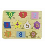 Puzzle wooden celco 0-9 shapes & colours