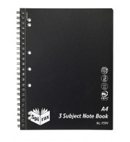 Note book spirax p599 pp 3 subject a4 s/o 300pg black - pack of 3