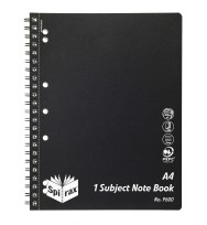 Note book spirax p600 pp 1 subject a4 s/o 200pg black - pack of 5