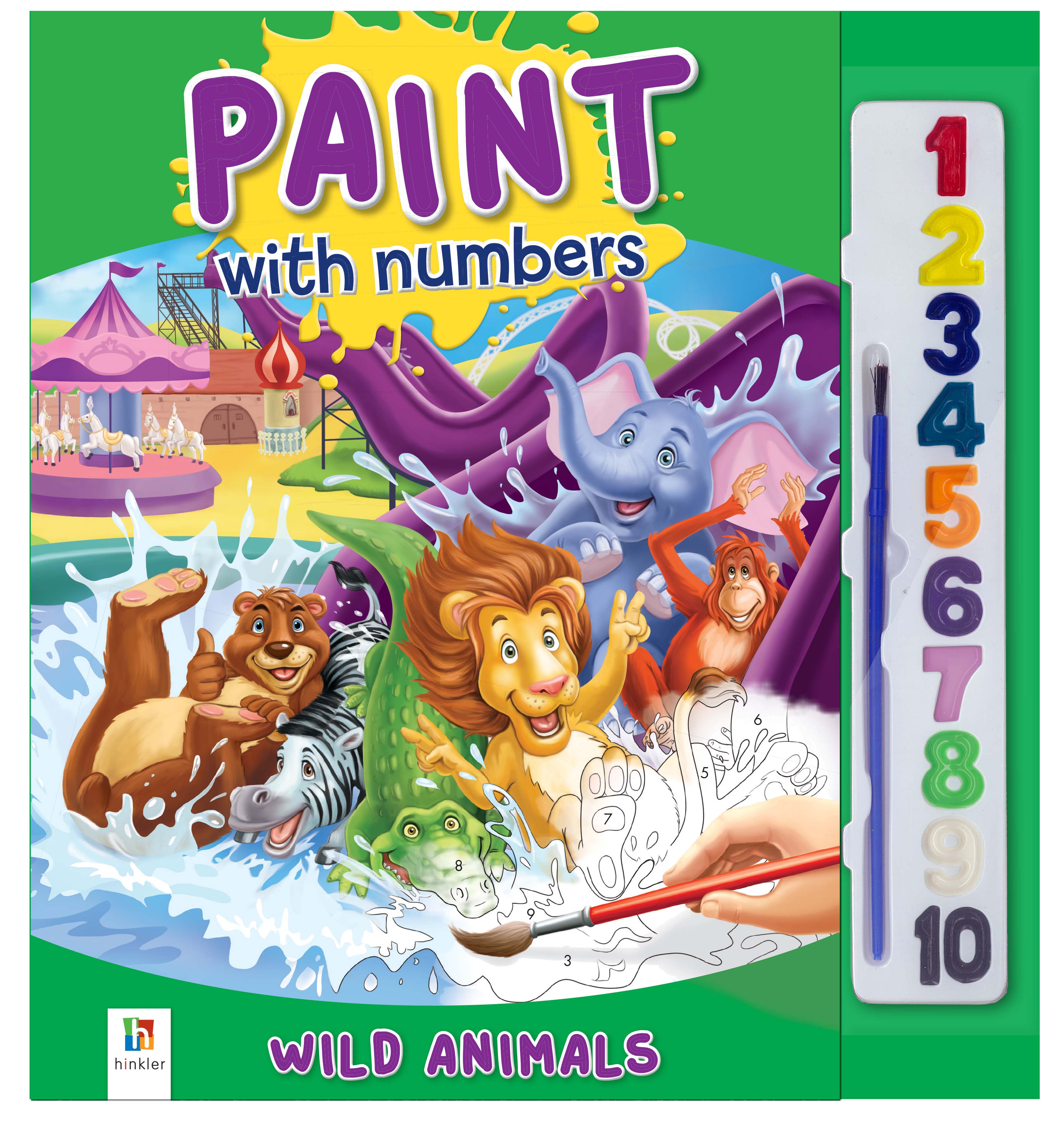 Book activity hinkler paint with numbers wild animals