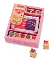 Stamp set wooden melissa & doug butterfly and hearts