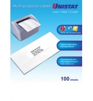 Label Unistat Laser/Inkjet/Copier 4UP 105x147 38930 Bx 100