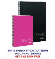 Note book spirax pp400 a4 platinum 100lf bonus 5 spirax 405 platinum a5 pin - pack of 5