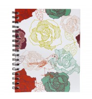 Note book spirax 511 a5 ruled h/c spiral floral green pk 5