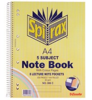 Note book spirax 596c a4 5 subject col s/o 250pg - pack of 5