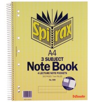 Note book spirax 599 a4 3 subject s/o - pack of 5