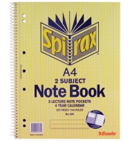 Note book spirax 605 a4 2 subject s/o - pack of 5