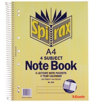 Note book spirax 606 a4 4 subject s/o - pack of 5