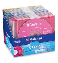 Cd-r verbatim 80min 52x 700mb col/slim case bx25