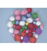 Pom poms glitter pk50