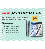 Pen uni rb jetstream bts bulk pack 4 doz 1.0mm and 2 doz 0.7mm black and bl