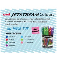 Pen uni rb jetstream 30 piece tub 7 standout assorted colours
